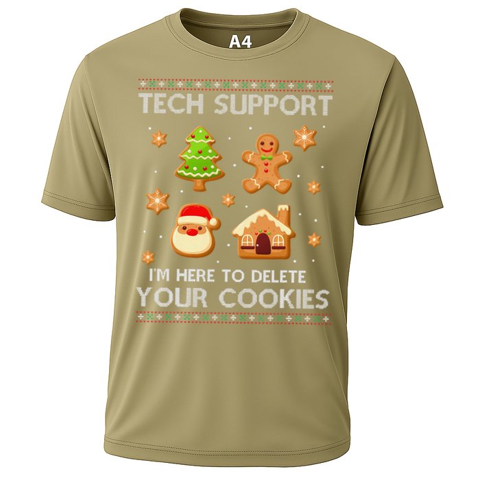 Tech Support IM Here To Delete Your Cookies Christmas Cooling Performance Crew T-Shirt