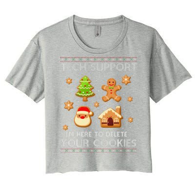 Tech Support IM Here To Delete Your Cookies Christmas Women's Crop Top Tee