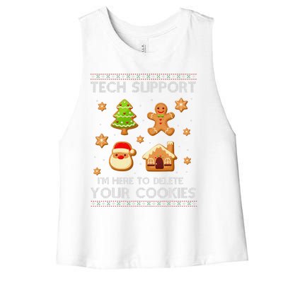 Tech Support IM Here To Delete Your Cookies Christmas Women's Racerback Cropped Tank