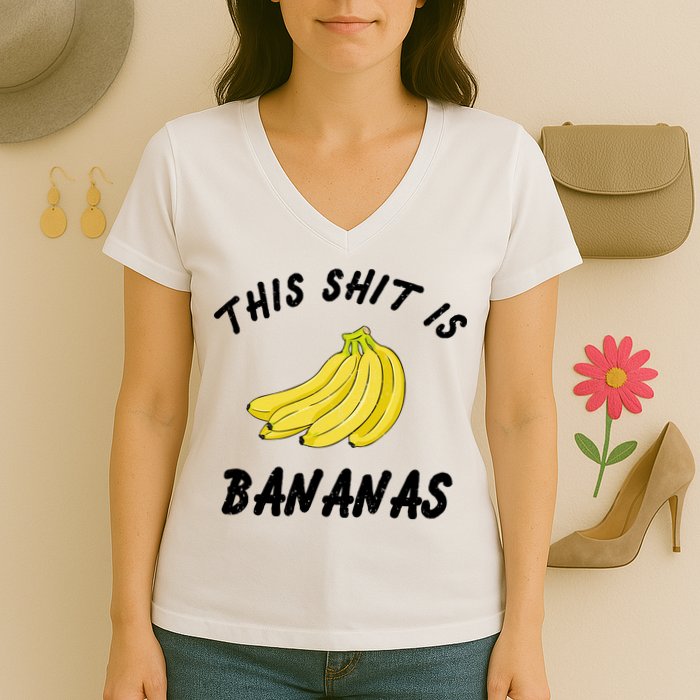 This Shit Is Bananas Women's V-Neck T-Shirt