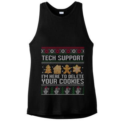 Tech Support I’M Here To Delete Your Cookies Christmas Ladies PosiCharge Tri-Blend Wicking Tank