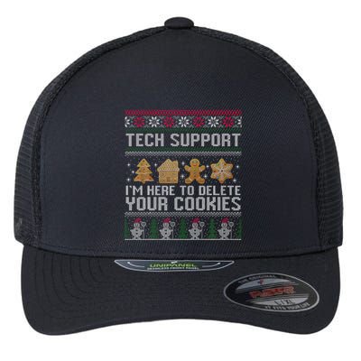 Tech Support I’M Here To Delete Your Cookies Christmas Flexfit Unipanel Trucker Cap