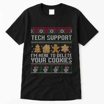 Tech Support I’M Here To Delete Your Cookies Christmas Tall T-Shirt