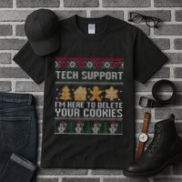 Tech Support I’M Here To Delete Your Cookies Christmas Tall T-Shirt