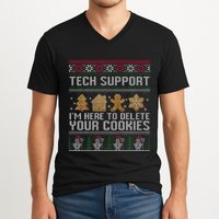 Tech Support I’M Here To Delete Your Cookies Christmas V-Neck T-Shirt