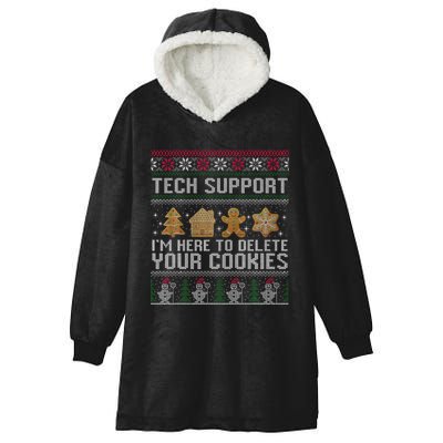 Tech Support I’M Here To Delete Your Cookies Christmas Hooded Wearable Blanket