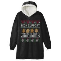 Tech Support I’M Here To Delete Your Cookies Christmas Hooded Wearable Blanket