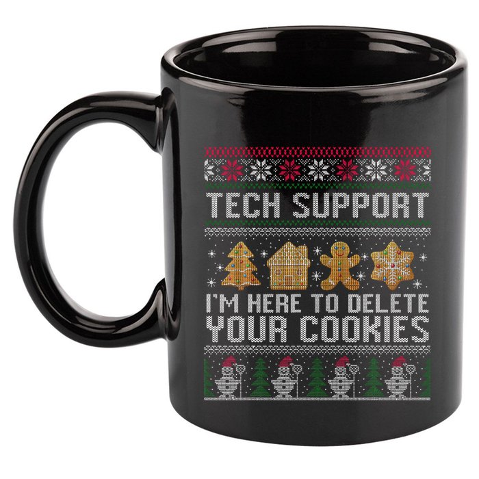 Tech Support I’M Here To Delete Your Cookies Christmas 11oz C Handle Ceramic Mug