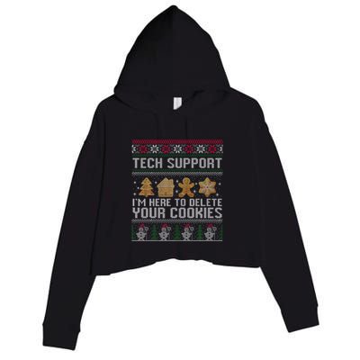 Tech Support I’M Here To Delete Your Cookies Christmas Crop Fleece Hoodie