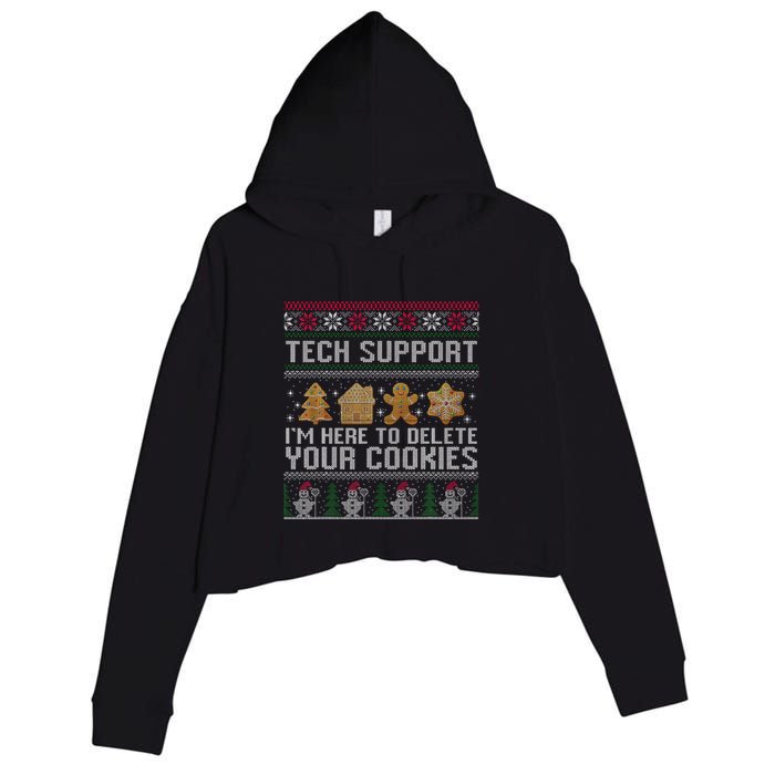 Tech Support I’M Here To Delete Your Cookies Christmas Crop Fleece Hoodie