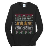 Tech Support I’M Here To Delete Your Cookies Christmas Tall Long Sleeve T-Shirt