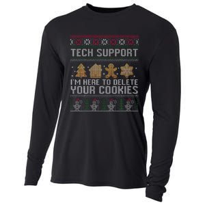 Tech Support I’M Here To Delete Your Cookies Christmas Cooling Performance Long Sleeve Crew