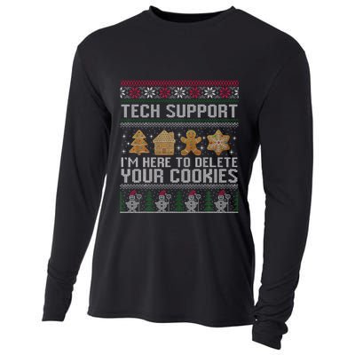 Tech Support I’M Here To Delete Your Cookies Christmas Cooling Performance Long Sleeve Crew