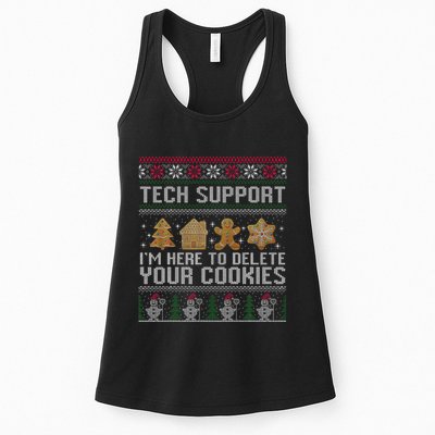 Tech Support I’M Here To Delete Your Cookies Christmas Womens Tank Top
