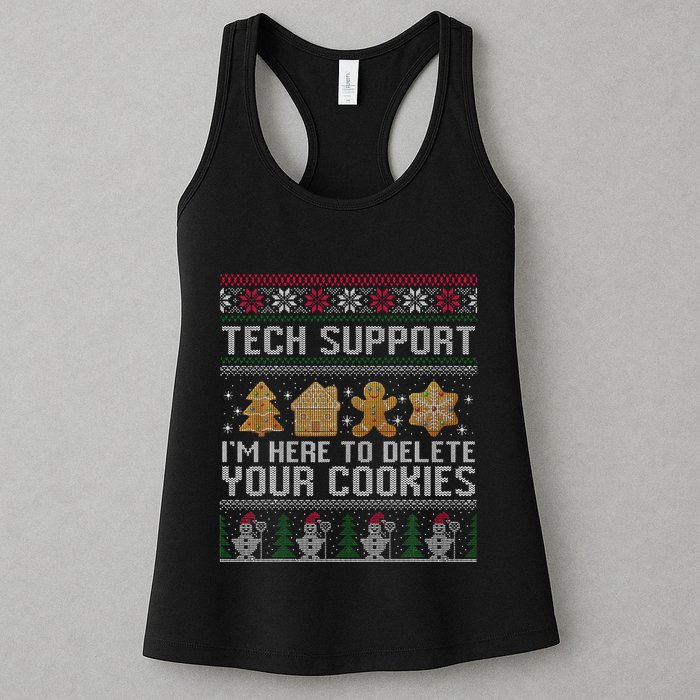 Tech Support I’M Here To Delete Your Cookies Christmas Womens Tank Top