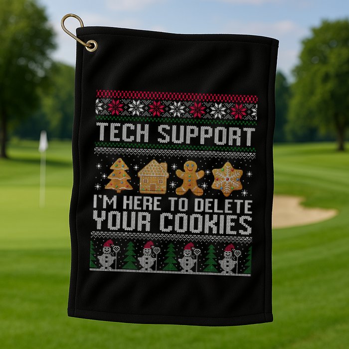 Tech Support I’M Here To Delete Your Cookies Christmas Golf Towel