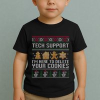 Tech Support I’M Here To Delete Your Cookies Christmas Toddler T-Shirt