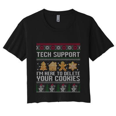 Tech Support I’M Here To Delete Your Cookies Christmas Crop Top