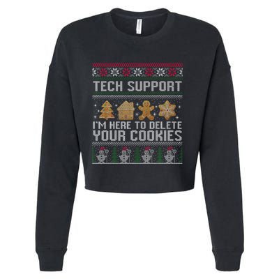 Tech Support I’M Here To Delete Your Cookies Christmas Cropped Pullover Crew
