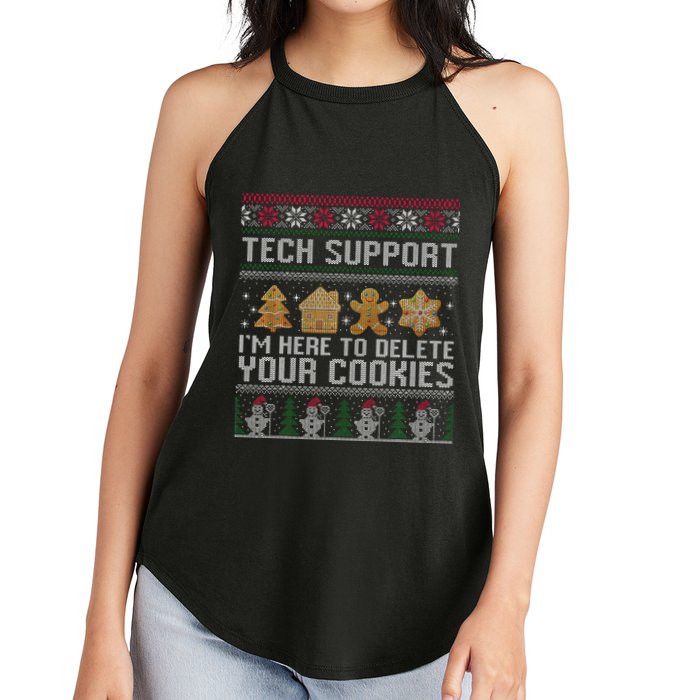 Tech Support I’M Here To Delete Your Cookies Christmas Women's Perfect Tri Rocker Tank