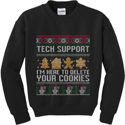 Tech Support I’M Here To Delete Your Cookies Christmas Kids Sweatshirt