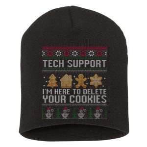 Tech Support I’M Here To Delete Your Cookies Christmas Short Acrylic Beanie