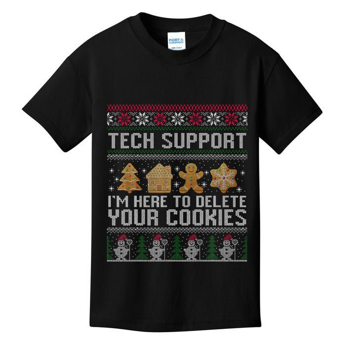 Tech Support I’M Here To Delete Your Cookies Christmas Kids T-Shirt