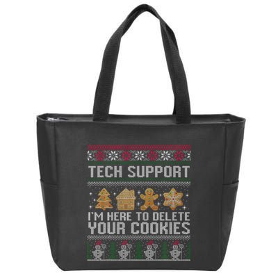 Tech Support I’M Here To Delete Your Cookies Christmas Zip Tote Bag