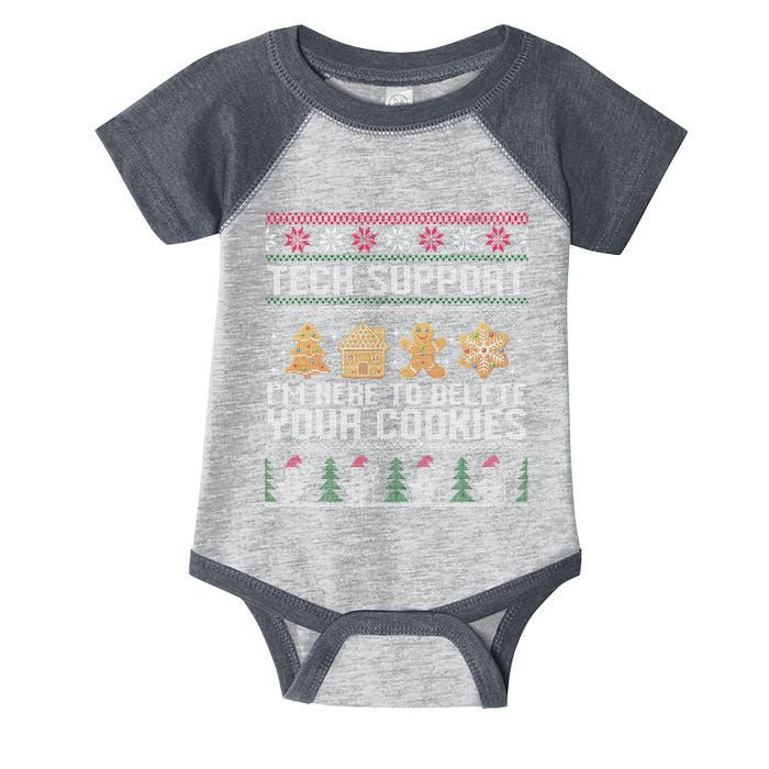 Tech Support I’M Here To Delete Your Cookies Christmas Infant Baby Jersey Bodysuit