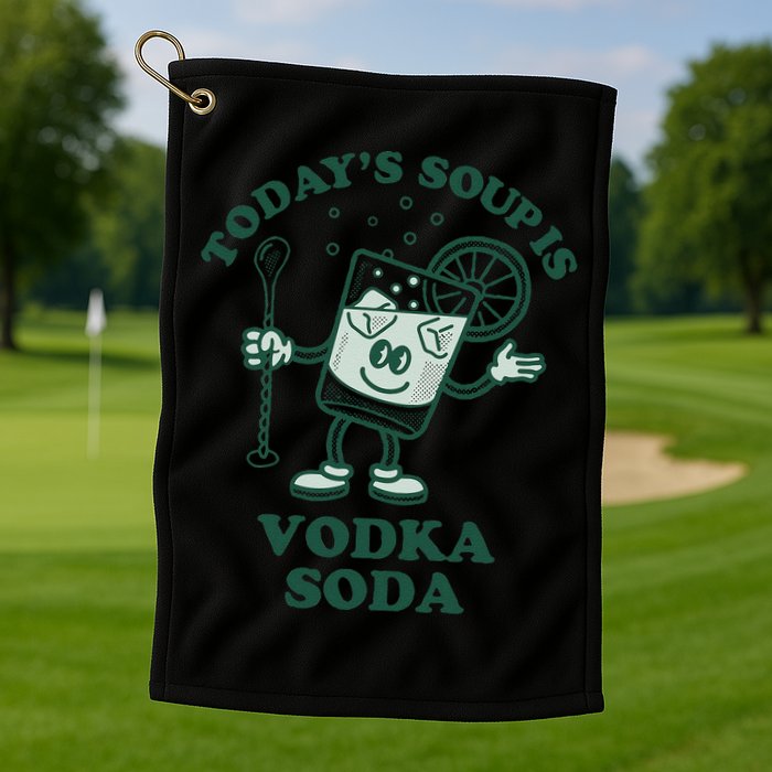 TodayS Soup Is Vodka Soda Golf Towel