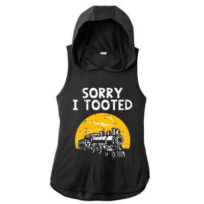 Train Sorry I Tooted Funny Locomotive Railroad Ladies PosiCharge Tri-Blend Wicking Draft Hoodie Tank