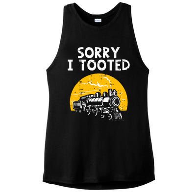 Train Sorry I Tooted Funny Locomotive Railroad Ladies PosiCharge Tri-Blend Wicking Tank