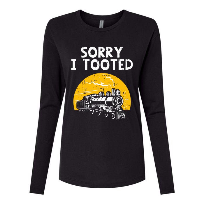 Train Sorry I Tooted Funny Locomotive Railroad Womens Cotton Relaxed Long Sleeve T-Shirt