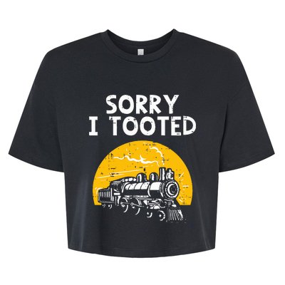 Train Sorry I Tooted Funny Locomotive Railroad Bella+Canvas Jersey Crop Tee