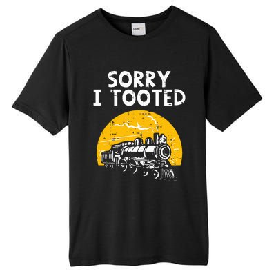 Train Sorry I Tooted Funny Locomotive Railroad Tall Fusion ChromaSoft Performance T-Shirt