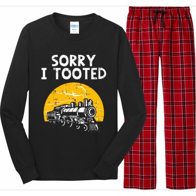 Train Sorry I Tooted Funny Locomotive Railroad Long Sleeve Pajama Set