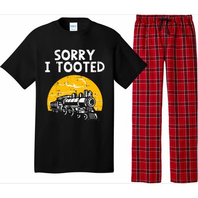 Train Sorry I Tooted Funny Locomotive Railroad Pajama Set