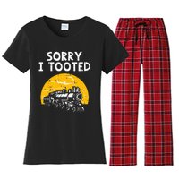 Train Sorry I Tooted Funny Locomotive Railroad Women's Flannel Pajama Set