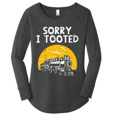 Train Sorry I Tooted Funny Locomotive Railroad Women's Perfect Tri Tunic Long Sleeve Shirt