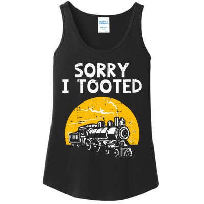 Train Sorry I Tooted Funny Locomotive Railroad Ladies Essential Tank