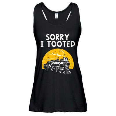 Train Sorry I Tooted Funny Locomotive Railroad Ladies Essential Flowy Tank