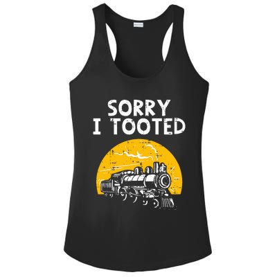 Train Sorry I Tooted Funny Locomotive Railroad Ladies PosiCharge Competitor Racerback Tank