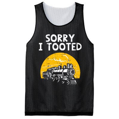 Train Sorry I Tooted Funny Locomotive Railroad Mesh Reversible Basketball Jersey Tank