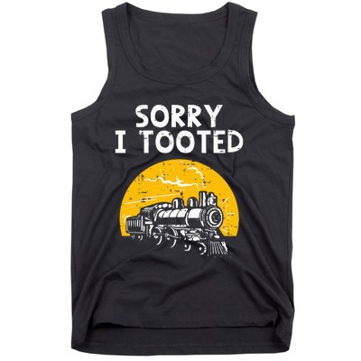 Train Sorry I Tooted Funny Locomotive Railroad Tank Top