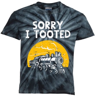 Train Sorry I Tooted Funny Locomotive Railroad Kids Tie-Dye T-Shirt