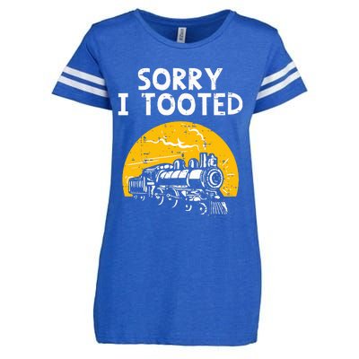 Train Sorry I Tooted Funny Locomotive Railroad Enza Ladies Jersey Football T-Shirt