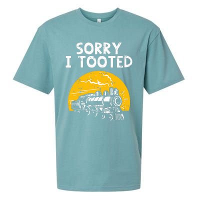 Train Sorry I Tooted Funny Locomotive Railroad Sueded Cloud Jersey T-Shirt