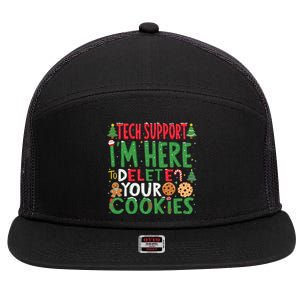 Tech Support IM Here To Delete Your Cookies Christmas Xmas 7 Panel Mesh Trucker Snapback Hat