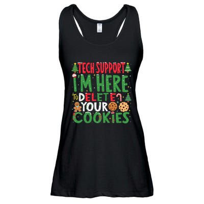 Tech Support IM Here To Delete Your Cookies Christmas Xmas Ladies Essential Flowy Tank