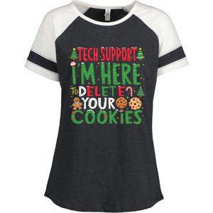 Tech Support IM Here To Delete Your Cookies Christmas Xmas Enza Ladies Jersey Colorblock Tee